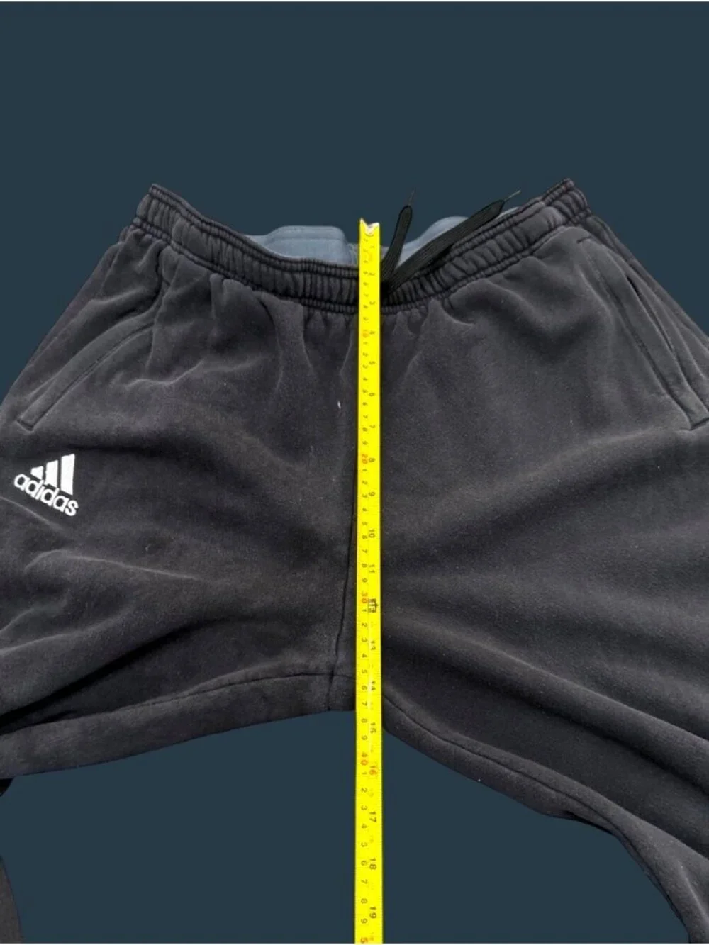 Adidas Mens Black Fleece Sweatpants Size L With Elastic Waistband & Drawstring